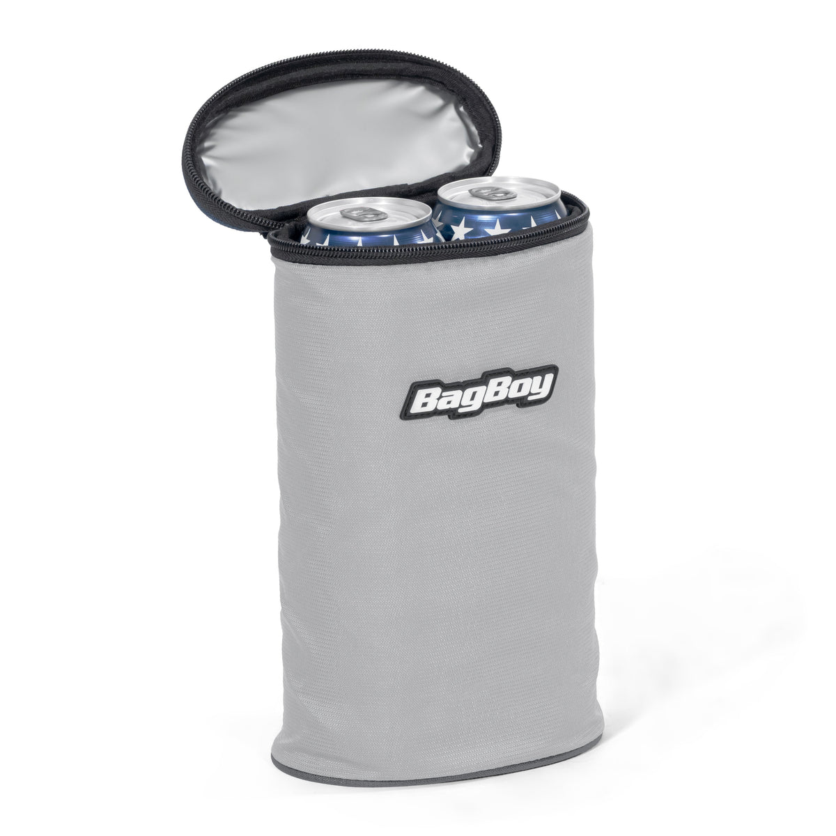 Bag Boy Chiller Pro Hybrid Stand Bag, silver charcoal citrus, cooler bag open