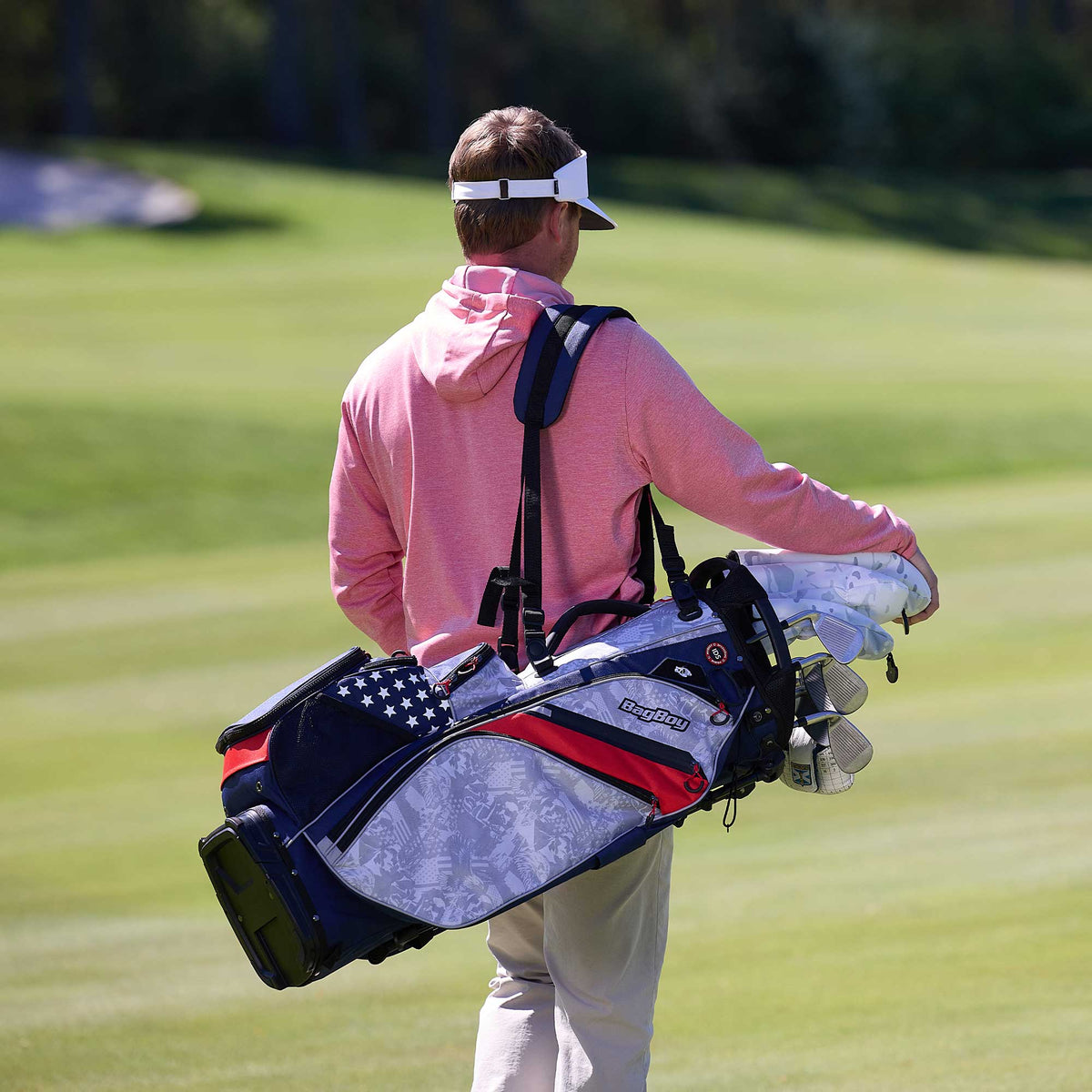 Bag Boy Chiller Pro Hybrid Stand Bag, USA design, lifestyle photo