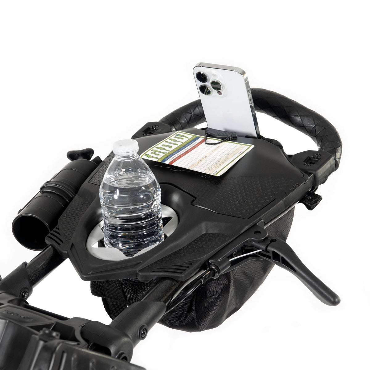 Bag Boy Nitron golf cart scorecard console, white background