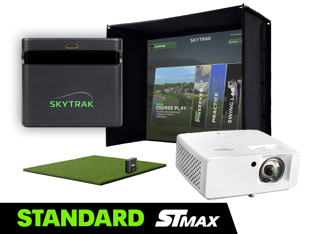 SKYTRAK ST MAX Standard Studio Package complete golf simulator with launch monitor, enclosure, mat and projector
