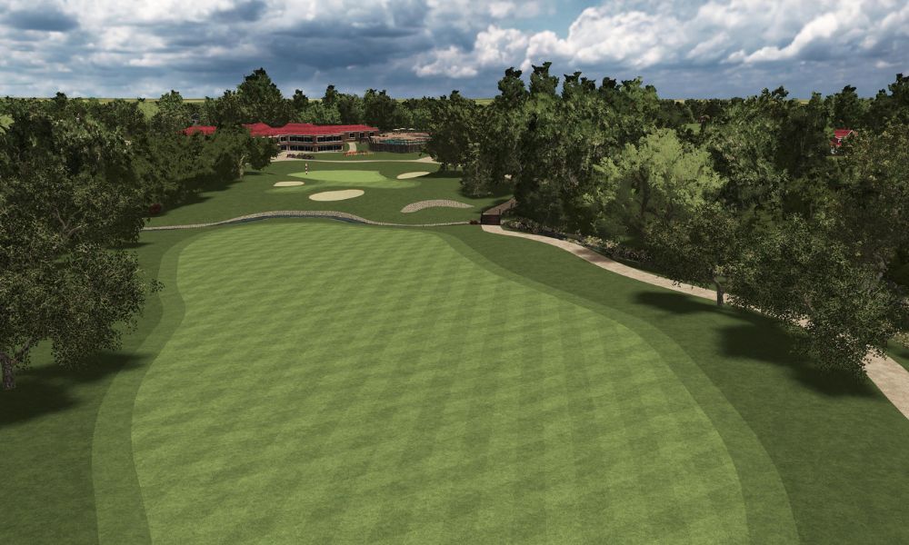 Scioto Reserve hole 18 with clubhouse in background