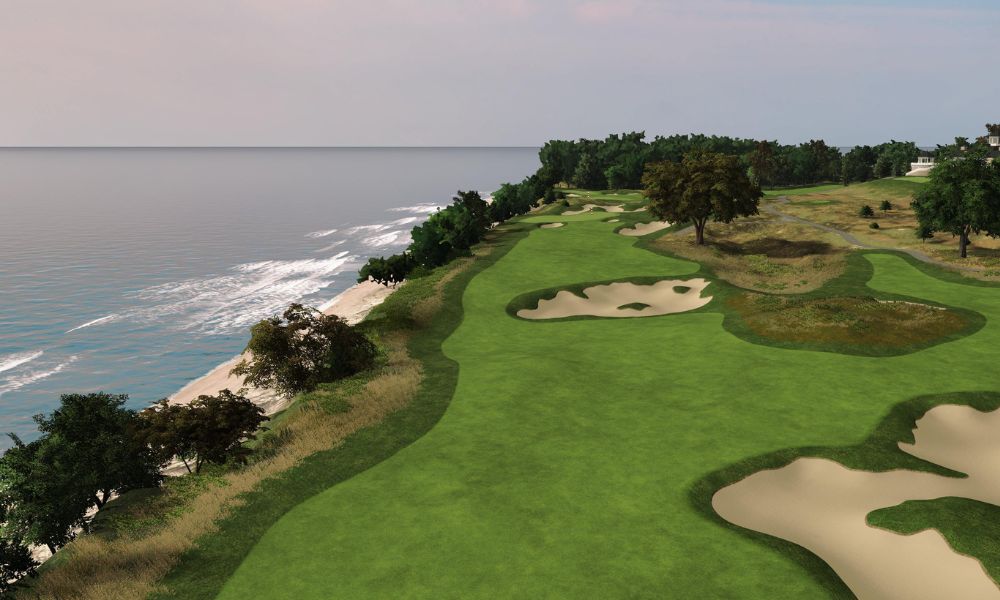 Golf course with ocean view