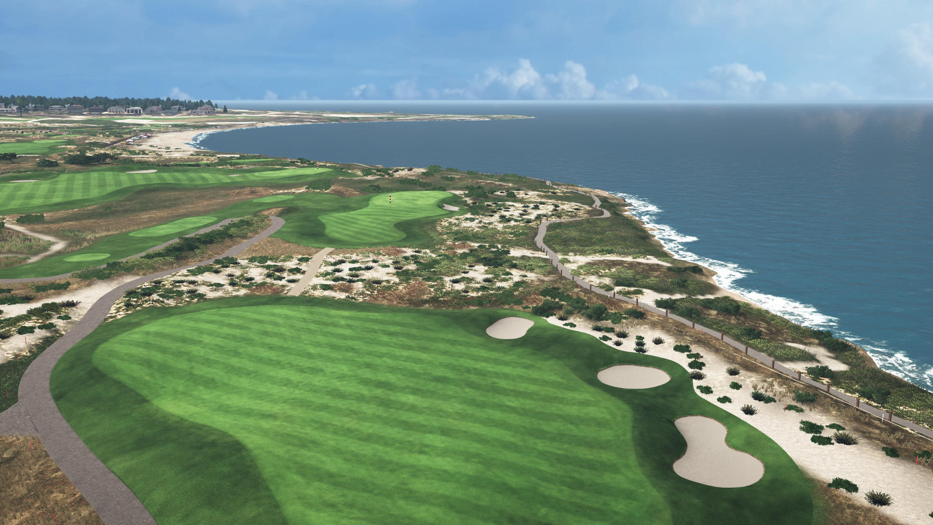 Golf course with ocean view