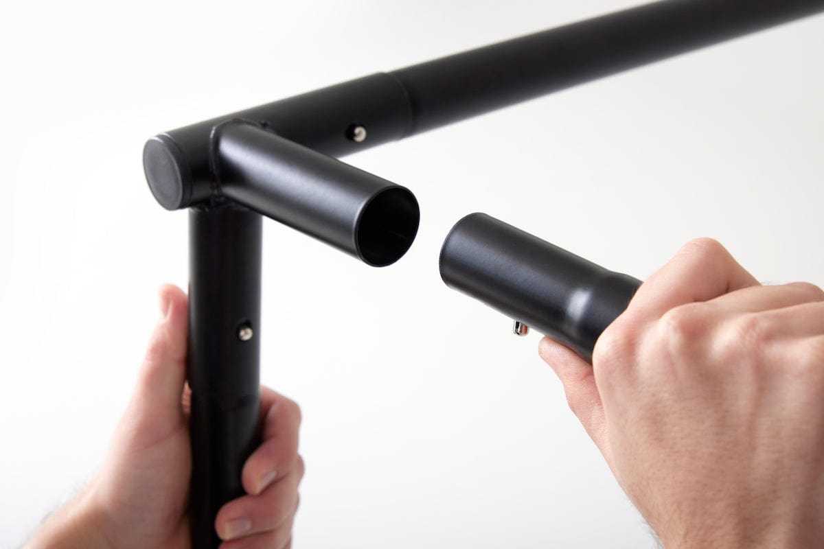 Steel frame connector components for SKYTRAK Studio golf simulator enclosure assembly