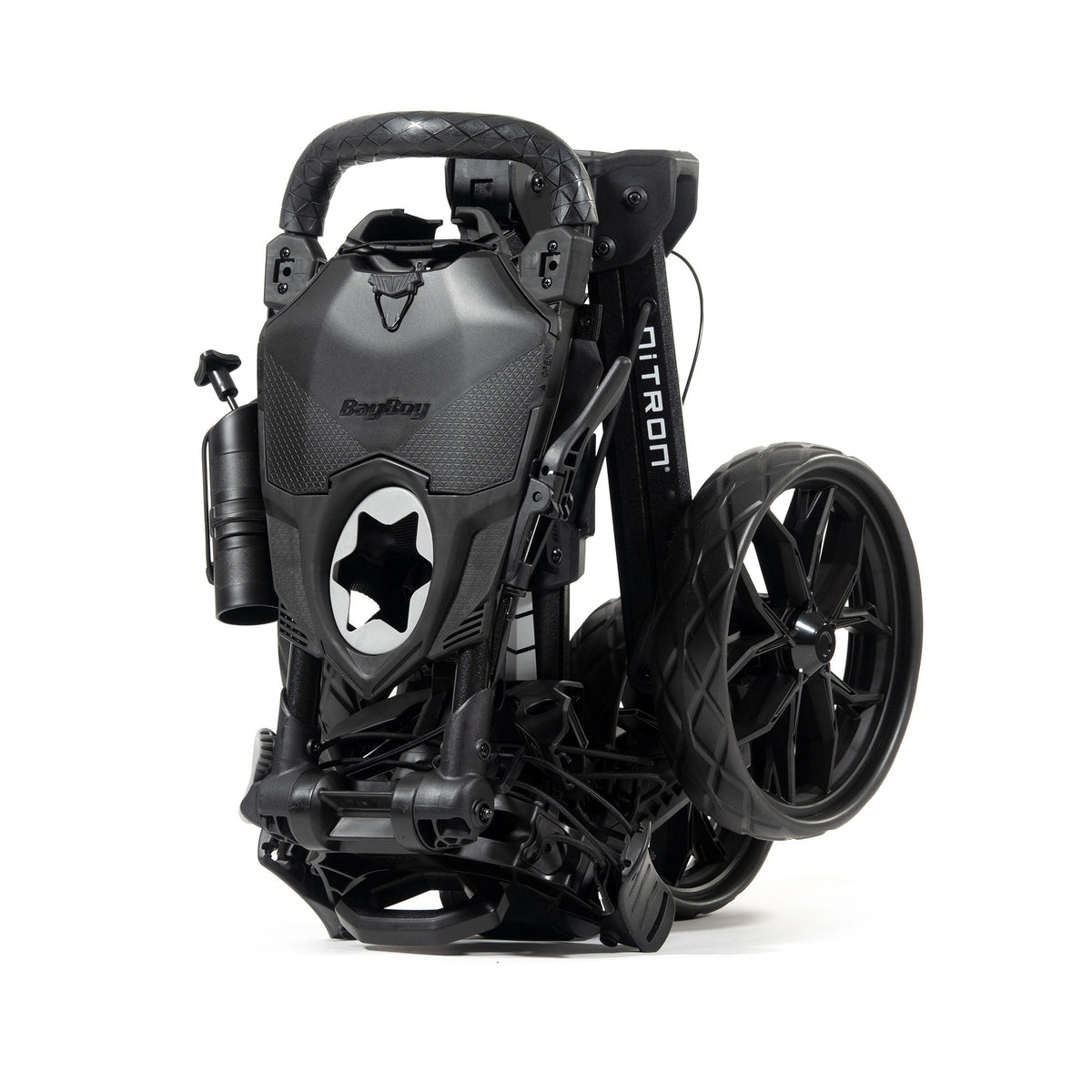 Bag Boy Nitron golf cart, folded, white background