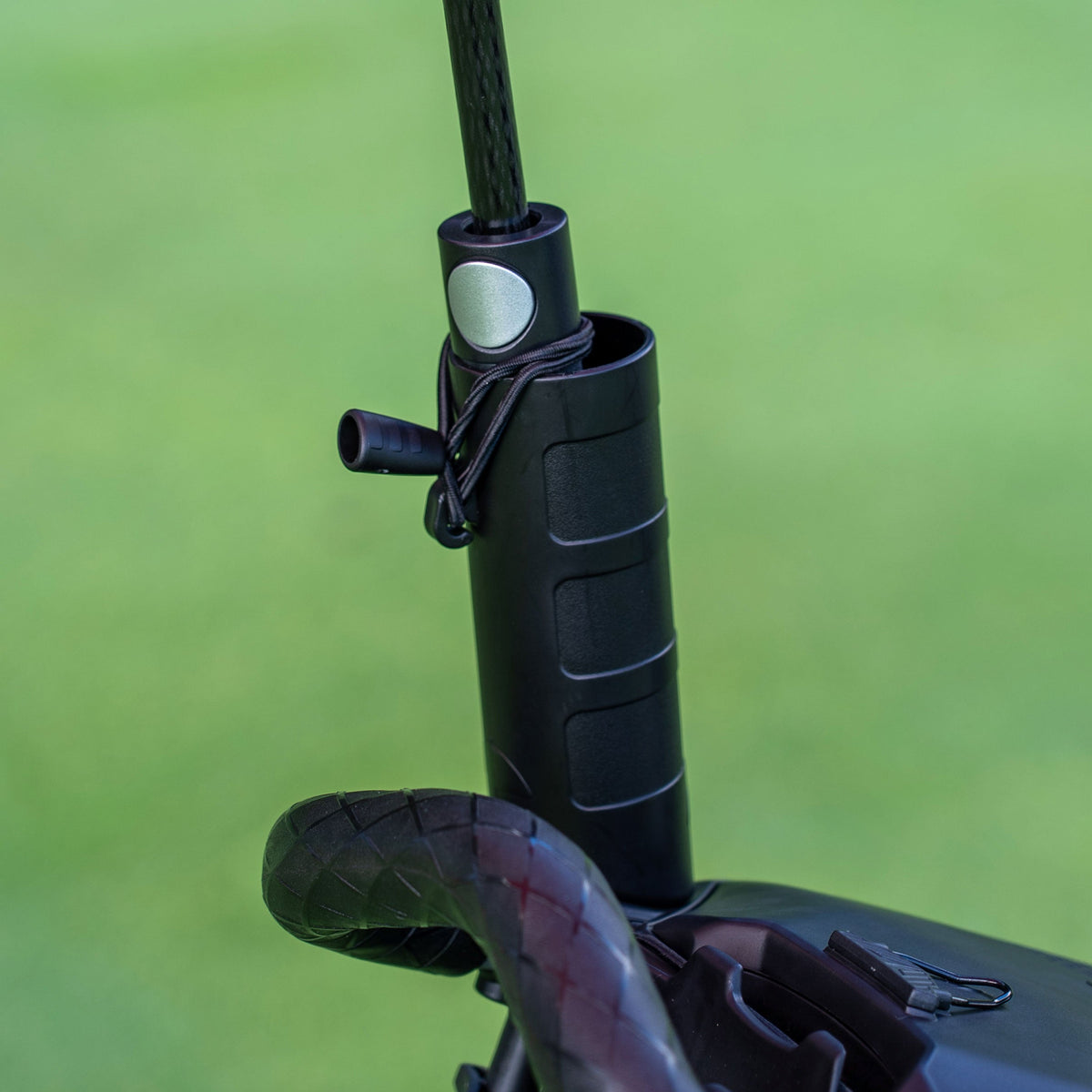 Bag Boy Nitron golf cart umbrella holder, close-up