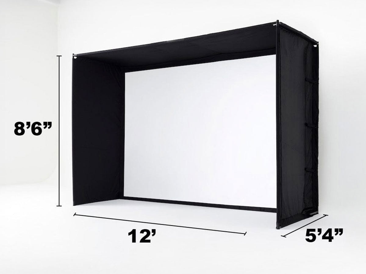 Black photography studio box with white interior and dimensions labeled on a white background